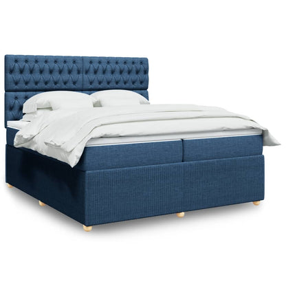 Box Spring Postel S Matrací Textil Modrá