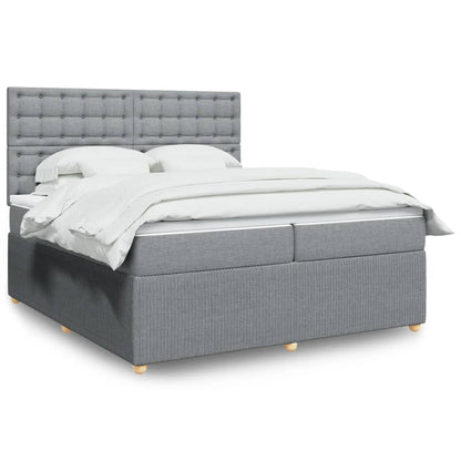 Box Spring Postel S Matrací Textil Světle Šedá
