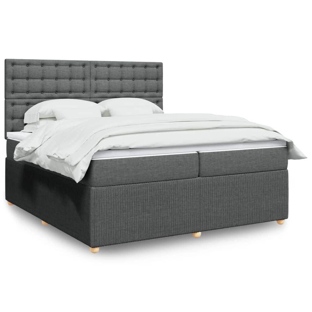 Box Spring Postel S Matrací Textil Tmavě Šedá