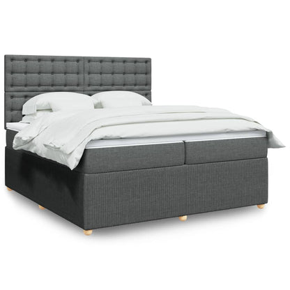 Box Spring Postel S Matrací Textil Tmavě Šedá