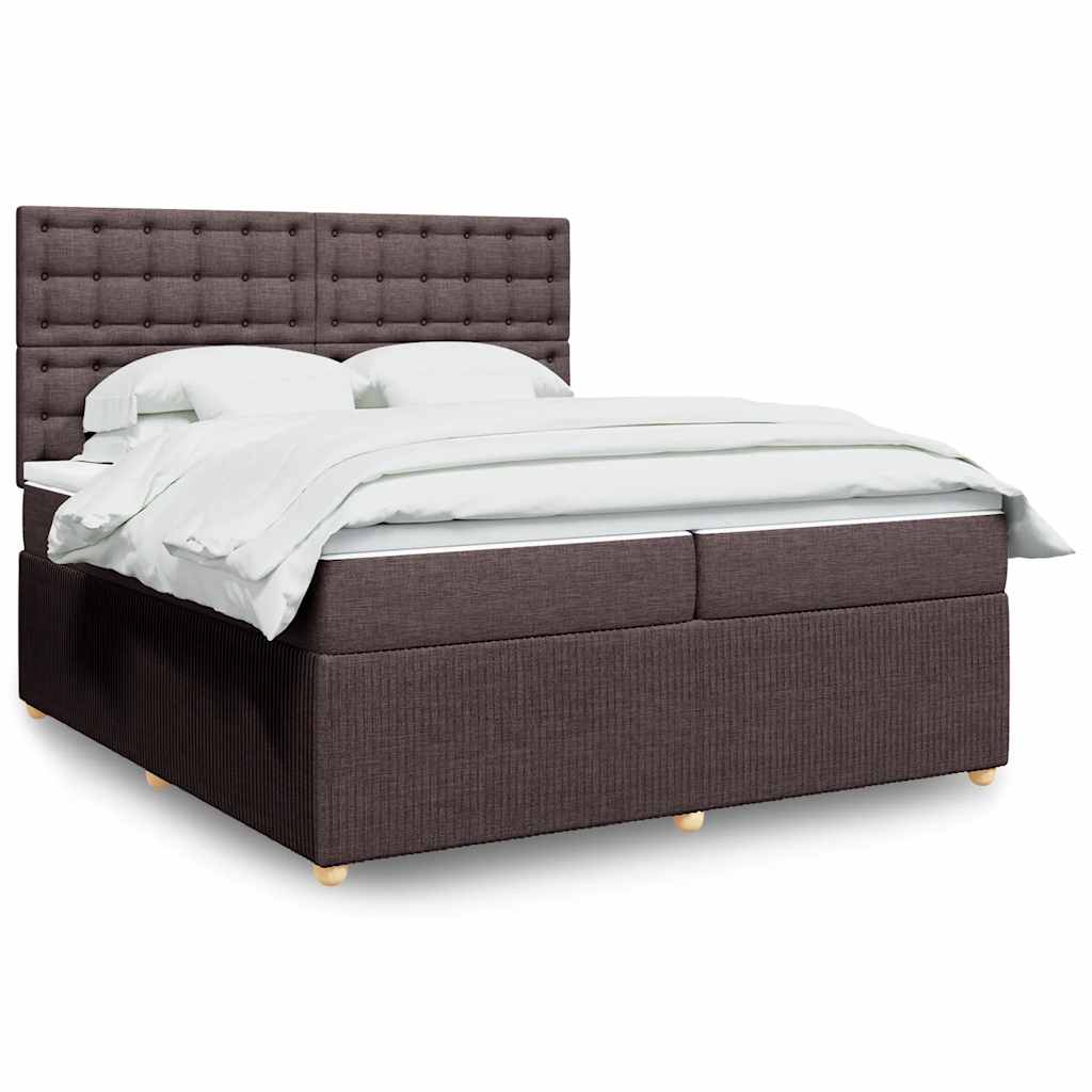 Box Spring Postel S Matrací Textil Tmavě Hnědá