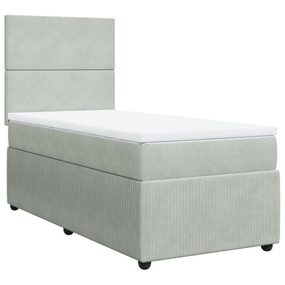 Box Spring Postel S Matrací Samet Světle Šedá