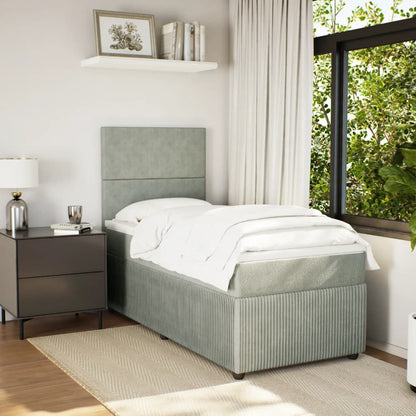 Box Spring Postel S Matrací Samet Světle Šedá