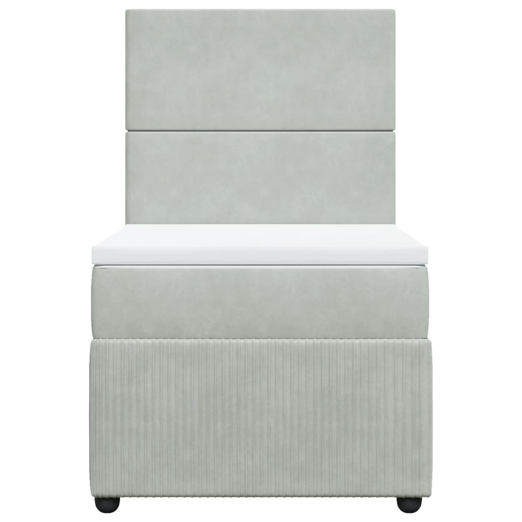 Box Spring Postel S Matrací Samet Světle Šedá