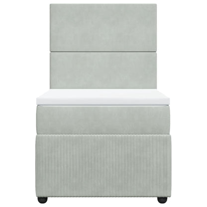 Box Spring Postel S Matrací Samet Světle Šedá