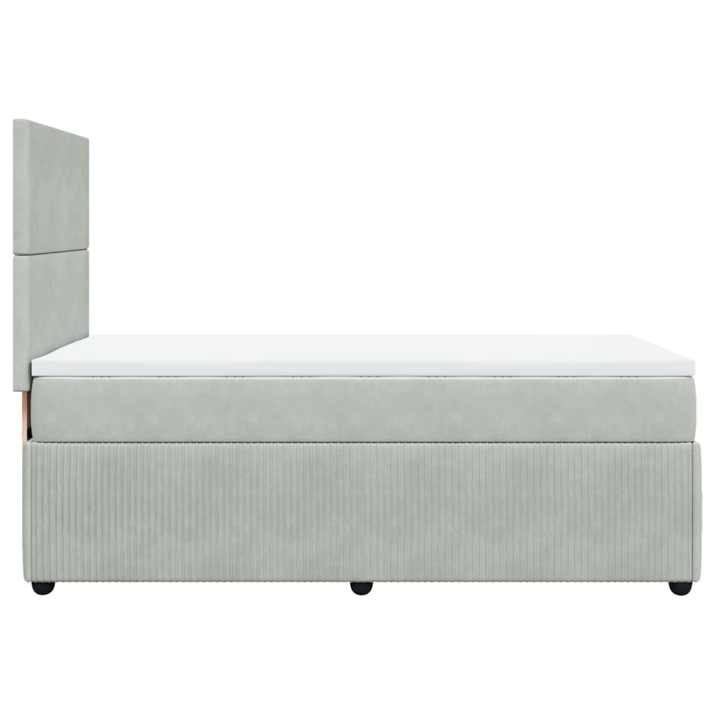 Box Spring Postel S Matrací Samet Světle Šedá
