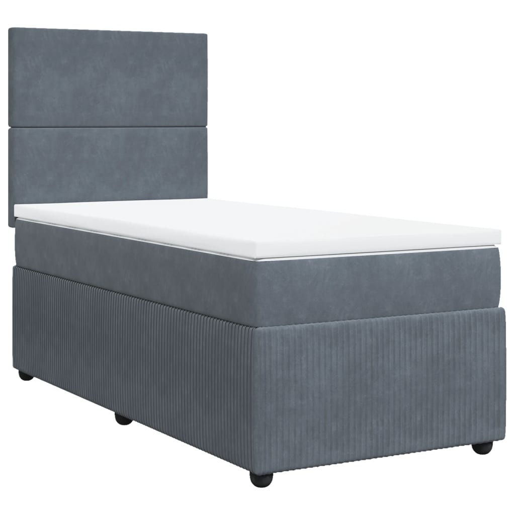 Box Spring Postel S Matrací Samet Tmavě Šedá