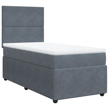 Box Spring Postel S Matrací Samet Tmavě Šedá
