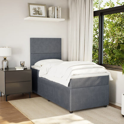Box Spring Postel S Matrací Samet Tmavě Šedá