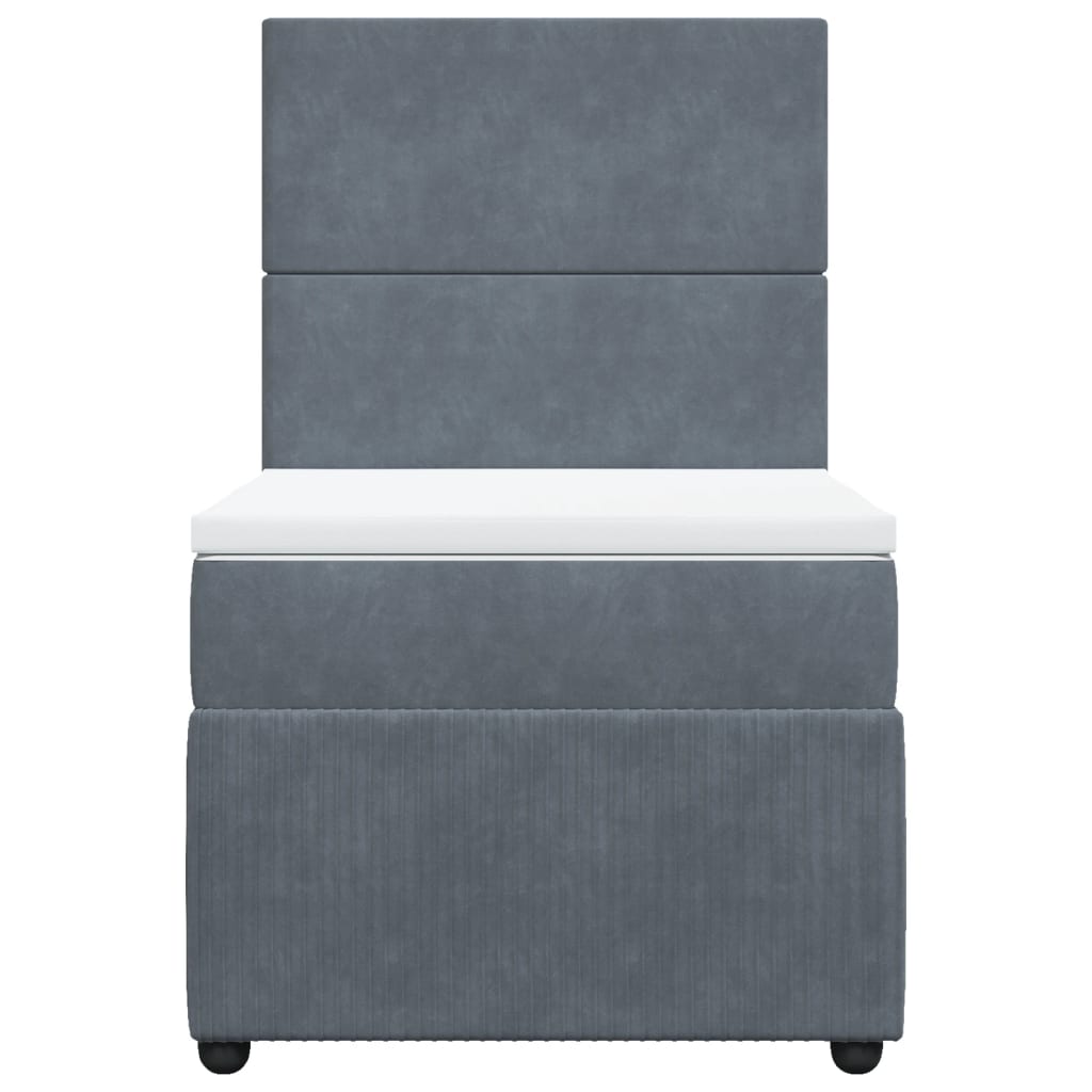Box Spring Postel S Matrací Samet Tmavě Šedá