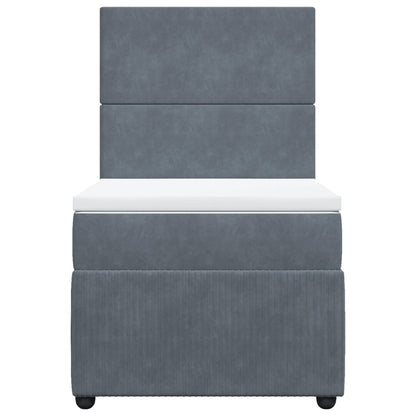 Box Spring Postel S Matrací Samet Tmavě Šedá