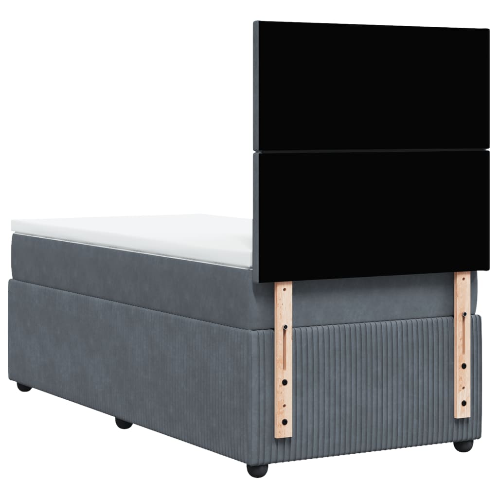 Box Spring Postel S Matrací Samet Tmavě Šedá