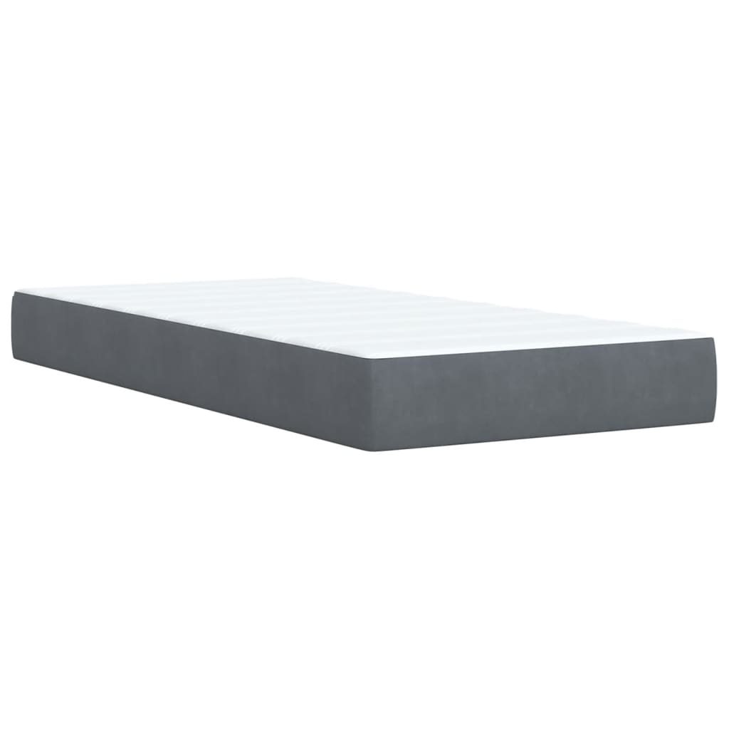Box Spring Postel S Matrací Samet Tmavě Šedá