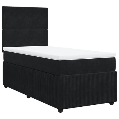 Box Spring Postel S Matrací Černá Samet Černá