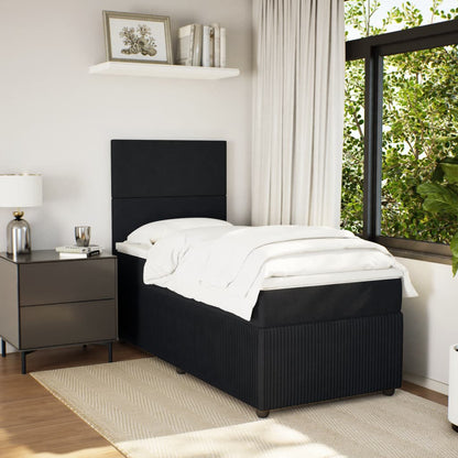 Box Spring Postel S Matrací Černá Samet Černá