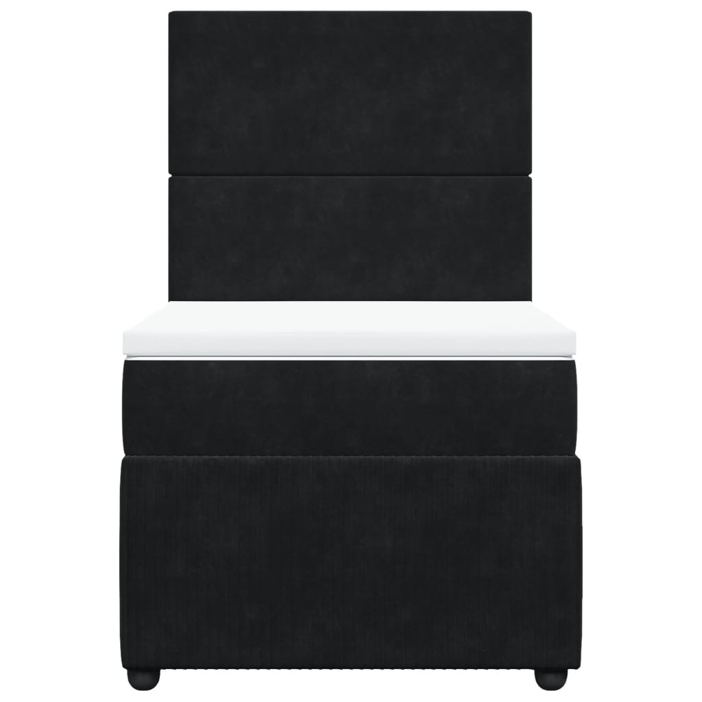 Box Spring Postel S Matrací Černá Samet Černá