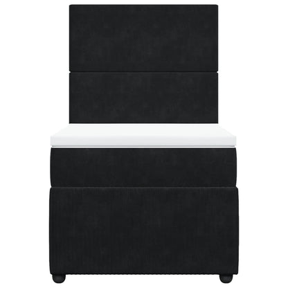 Box Spring Postel S Matrací Černá Samet Černá