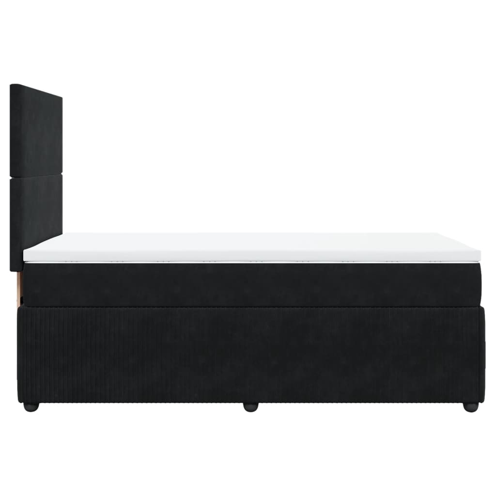 Box Spring Postel S Matrací Černá Samet Černá
