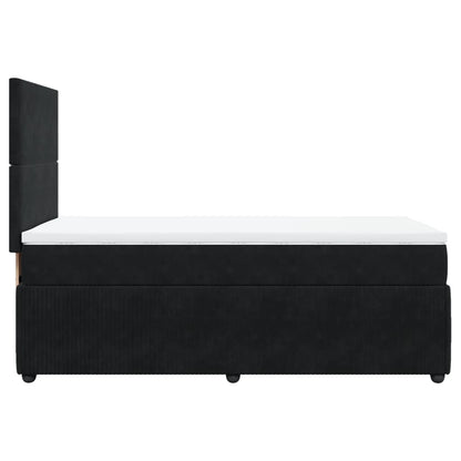 Box Spring Postel S Matrací Černá Samet Černá