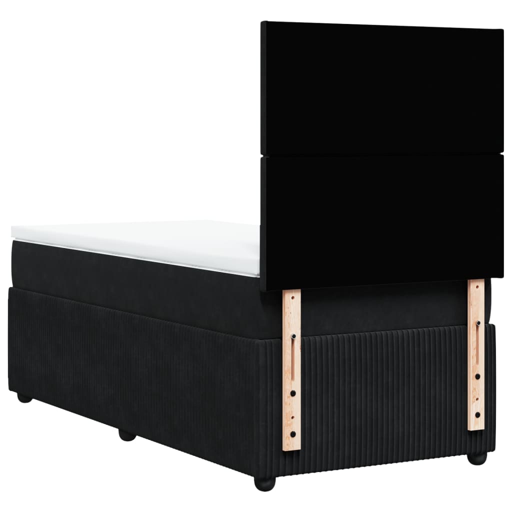 Box Spring Postel S Matrací Černá Samet Černá