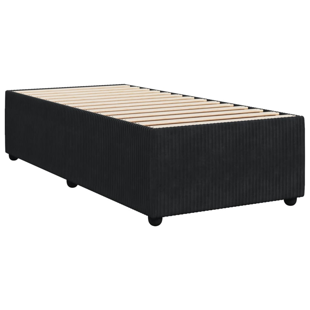 Box Spring Postel S Matrací Černá Samet Černá