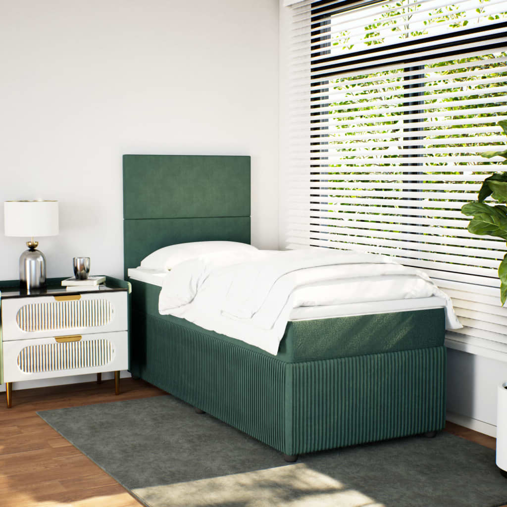 Box Spring Postel S Matrací Samet Tmavě Zelená