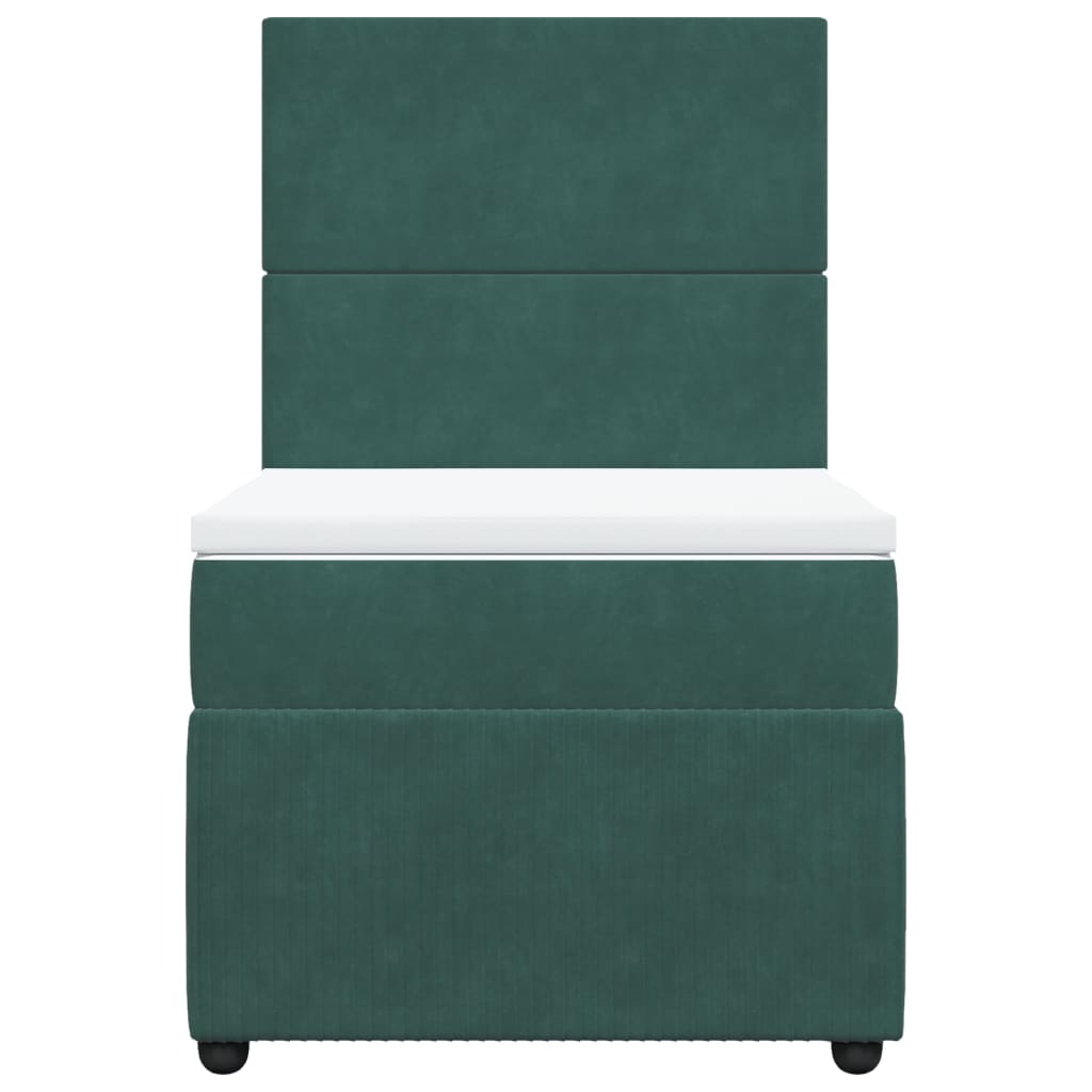 Box Spring Postel S Matrací Samet Tmavě Zelená