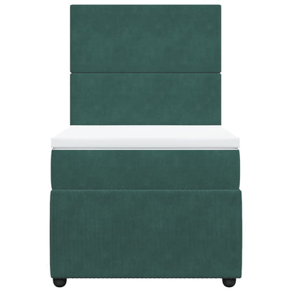 Box Spring Postel S Matrací Samet Tmavě Zelená