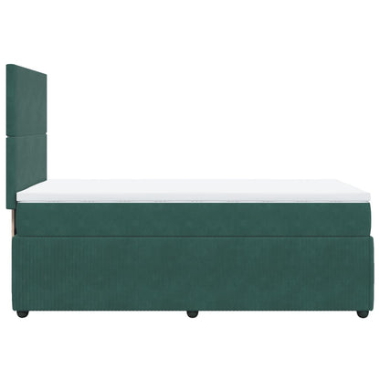 Box Spring Postel S Matrací Samet Tmavě Zelená