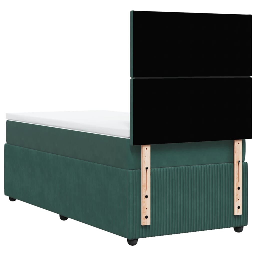 Box Spring Postel S Matrací Samet Tmavě Zelená