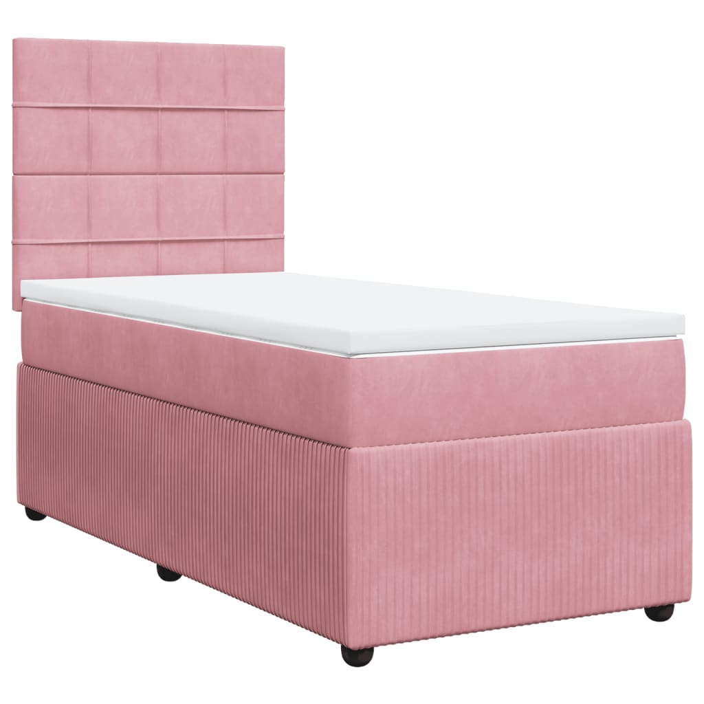 Box Spring Postel S Matrací Samet Růžová