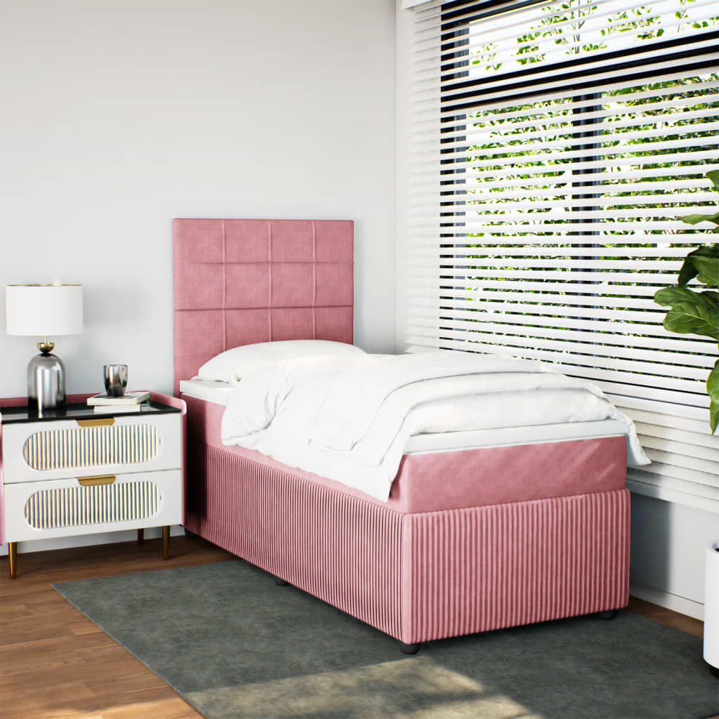 Box Spring Postel S Matrací Samet Růžová
