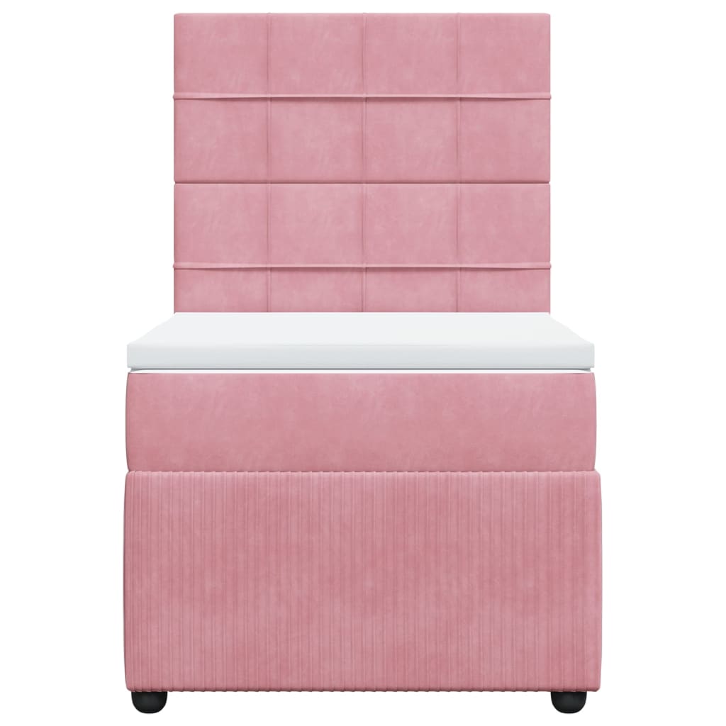 Box Spring Postel S Matrací Samet Růžová