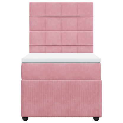 Box Spring Postel S Matrací Samet Růžová