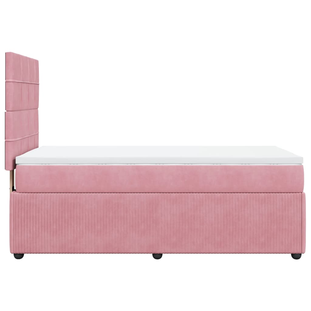 Box Spring Postel S Matrací Samet Růžová