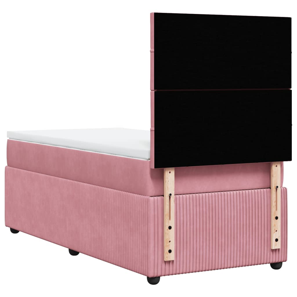 Box Spring Postel S Matrací Samet Růžová