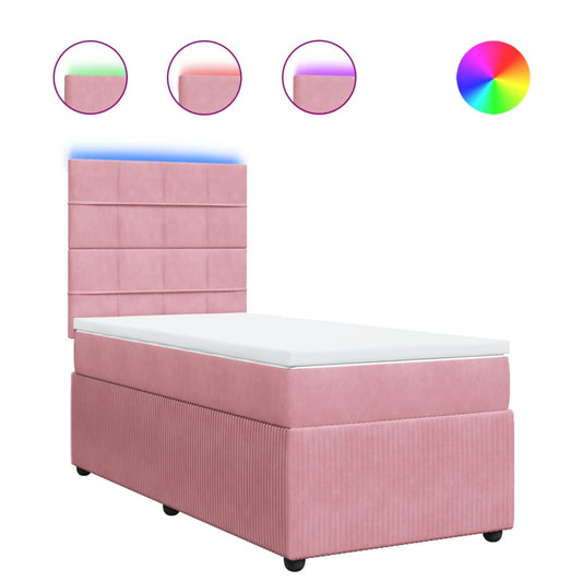 Box Spring Postel S Matrací Samet Růžová