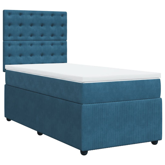 Box Spring Postel S Matrací Tmavě Samet Modrá