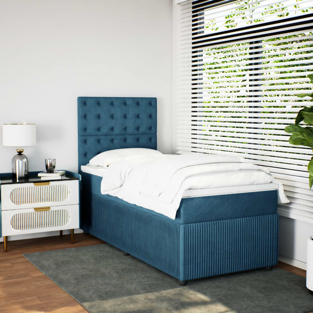 Box Spring Postel S Matrací Tmavě Samet Modrá