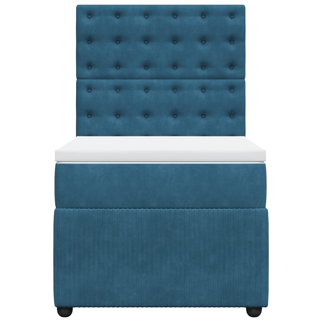 Box Spring Postel S Matrací Tmavě Samet Modrá