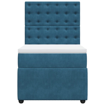 Box Spring Postel S Matrací Tmavě Samet Modrá