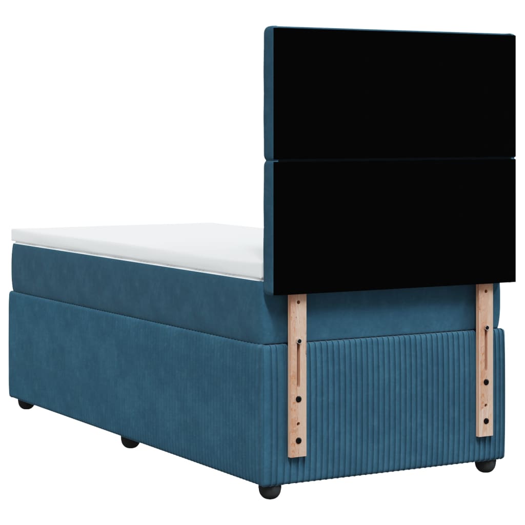 Box Spring Postel S Matrací Tmavě Samet Modrá