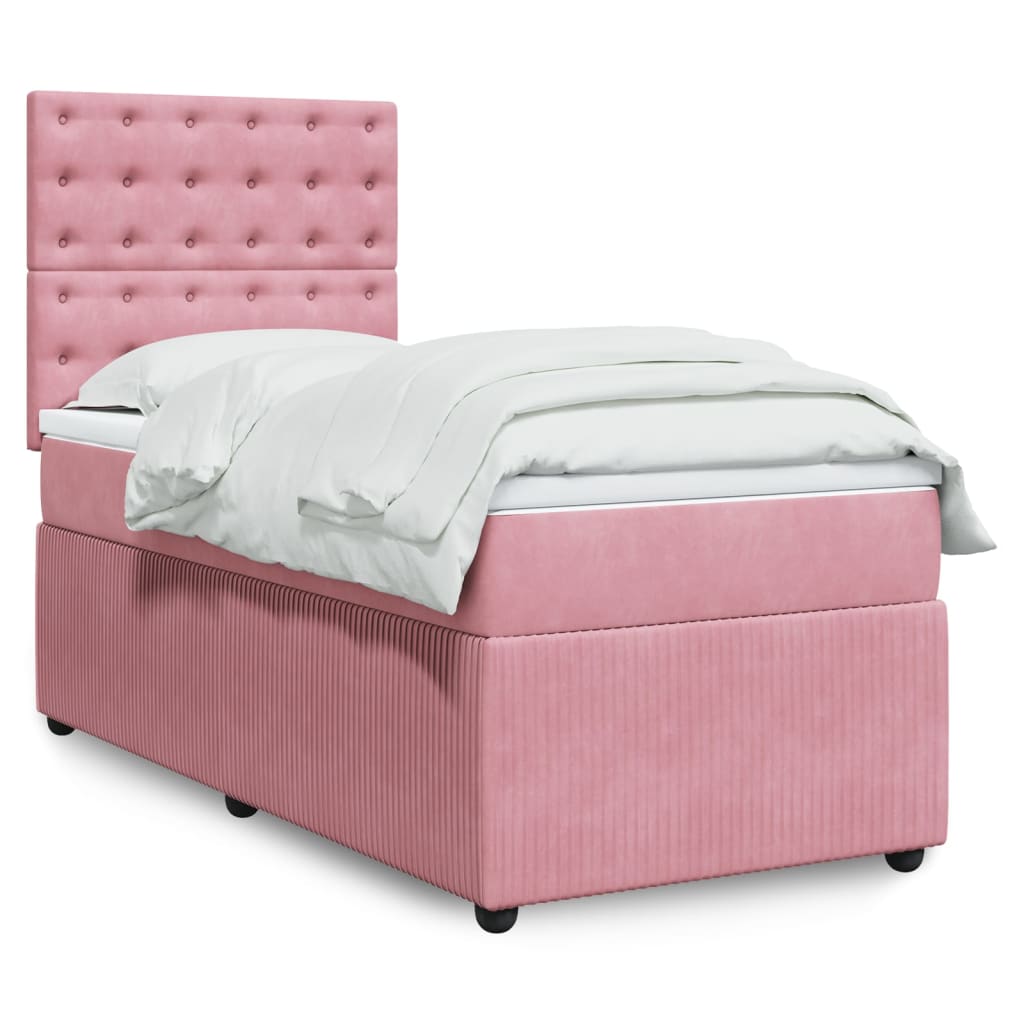 Box Spring Postel S Matrací Samet Růžová