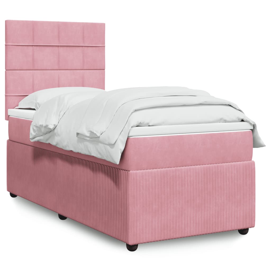 Box Spring Postel S Matrací Samet Růžová