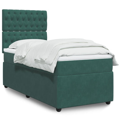 Box Spring Postel S Matrací Samet Tmavě Zelená