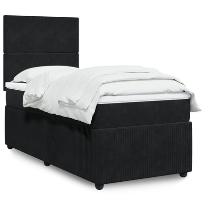 Box Spring Postel S Matrací Černá Samet Černá