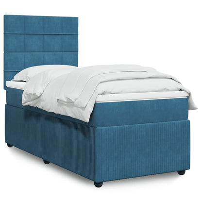 Box Spring Postel S Matrací Tmavě Samet Modrá
