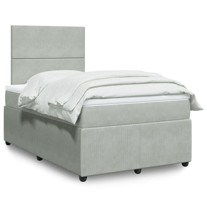 Box Spring Postel S Matrací Samet Světle Šedá