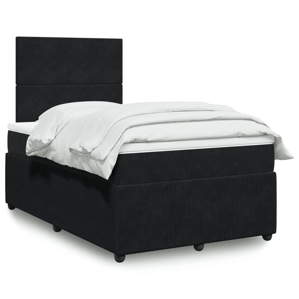 Box Spring Postel S Matrací Černá Samet Černá
