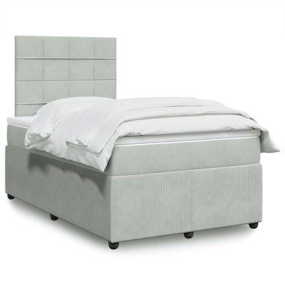 Box Spring Postel S Matrací Samet Světle Šedá